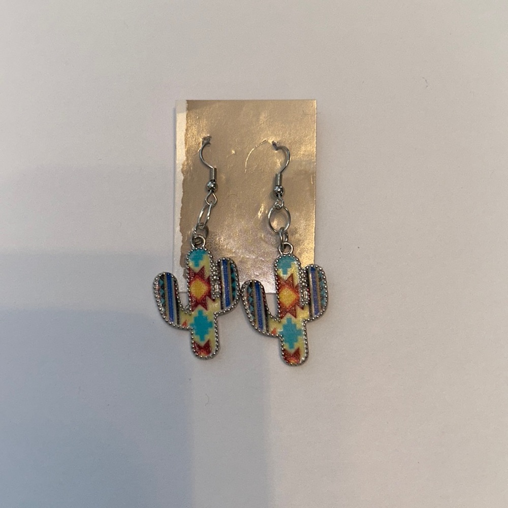 Colorful, cactus earrings